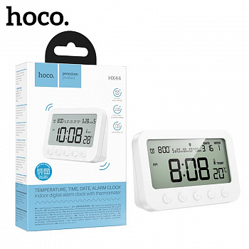 Электронные часы-будильник Hoco HX44 Indoor digital alarm clock with thermometer (White) (60)