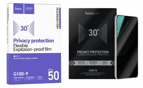 Плёнка гидрогелевая Hoco G100-9 (50PCS) антишпион матовая (Transparent Black)
