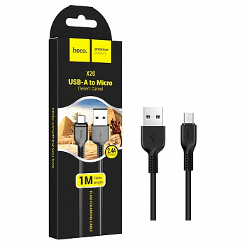 Кабель Hoco X20 (USB to Micro) (1m) Flash (Black) (30)