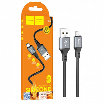 Кабель Hoco X86 (USB to Micro) Spear silicone charging (Black) (36)