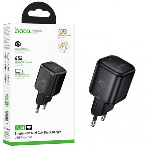 СЗУ блок Hoco N84 Mini single port PD45W (Black) (18)