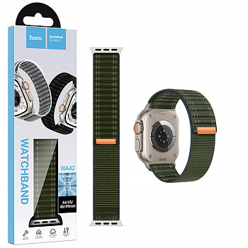 Ремешок Hoco (WA42) Fabric series loop wave pattern nylon strap для Apple Watch 44/45/46/49mm Green