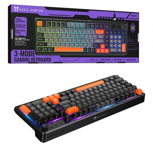 Клавиатура Hoco GM751 Elegante 3-mode gaming keyboard(Cyrillic version) (Black) (20)