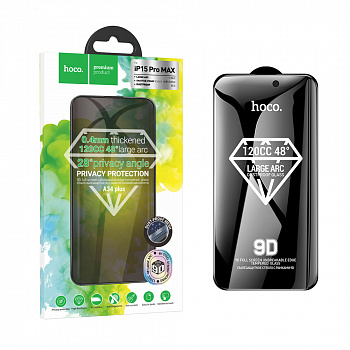 Защитное стекло для iPhone 15 Pro Max (A34 Plus) Hoco 9D large arc dustproof anti-spy