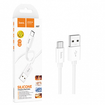 Кабель Hoco X87 (USB to Micro) Magic silicone charging (White) (37)