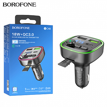 FM Модулятор Borofone BC48 Broad QC3.0 car BT FM transmitter (Black)