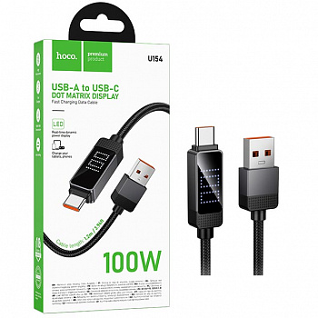 Кабель Hoco U154 (USB to Type-C) Matrix 100W charging data cable with digital display (Black) (22)