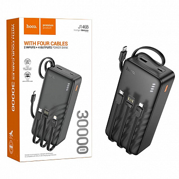 Аккумулятор (АКБ) Power Bank Hoco J146B (30000 mAh) Night tide with 4 cables (Black) (24)