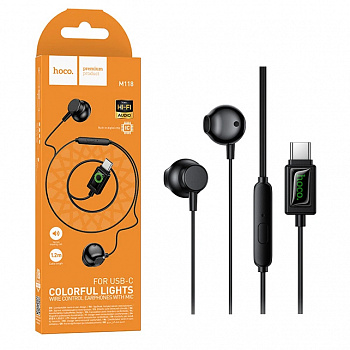 Наушники Hoco M118 (Type-C) Column universal digital earphones with microphone (Black) (31)