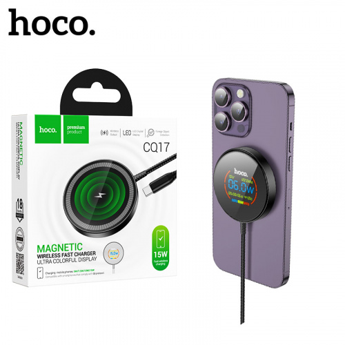 Беспроводное зарядное устройство Hoco CQ17 Ultra colorful display magnetic wireless (Black) (28) 