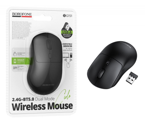 Мышь Borofone BG151 беспроводная Cielo dual-mode wireless mouse (Black) (20)