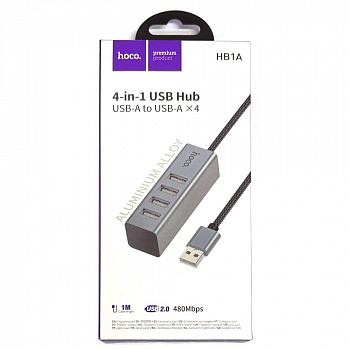 USB Hab Hoco HB1A 4-in-1 converter(USB to USB2.0*4) (Metal Gray) (18)