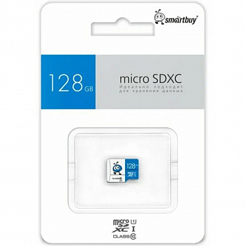 Карта Памяти Micro SD 128 GB Smart Buy Class 10 UHS-I (Синие) без адаптера