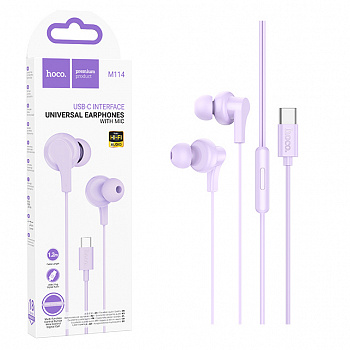Наушники Hoco M114 (Type-C) Jia universal digital earphones with microphone (Purple) (31)