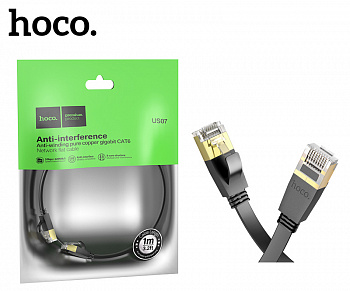 Патч-корд Hoco US07 General pure copper flat network cable(L=1M) (Black)