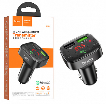 FM Модулятор Hoco E59 Promise QC3.0 car BT FM transmitter (Black)