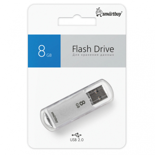 Флеш - накопитель USB 8Gb Smart Buy V-Cut серебро