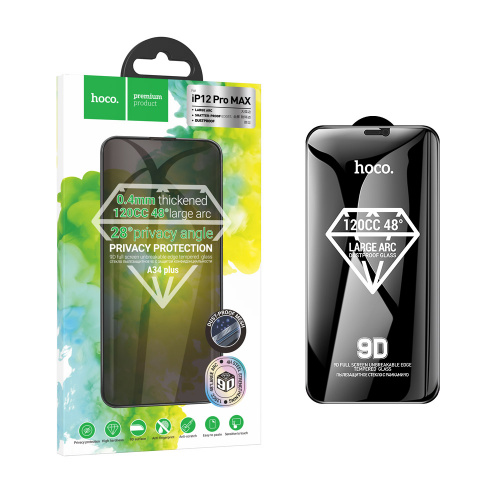 Защитное стекло для Apple iPhone 12 Pro MAX (A34 Plus) Hoco 9D large arc dustproof anti-spy