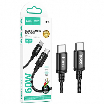 Кабель Hoco X89 (Type-C to Type-C) (2m) Wind 60W charging (Black) (30)