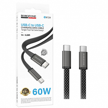 Кабель Borofone BX124 (Type-C to Type-C) Peace 60W charging (Black) (360)