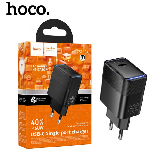 СЗУ блок Hoco CS113A Lounge single port PD40W charger (Black) (25)