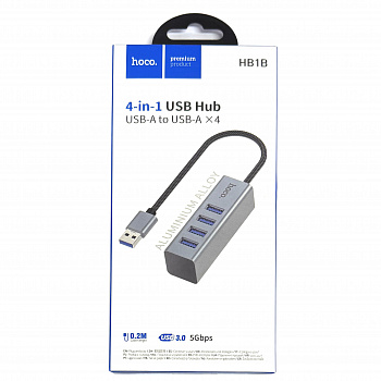 USB Hab Hoco HB1B 4-in-1 converter(USB to USB3.0*4) (Metal Gray) (18)