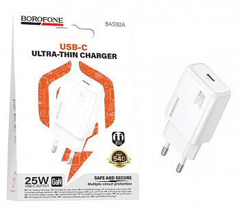 СЗУ блок Borofone BAS92A Cloud single port PD25W charger (White) (20)