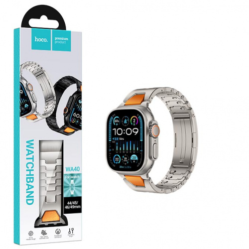 Ремешок Hoco (WA40) Grand series H steel strap для Apple Watch 44/45/46/49mm (Titanium Orange)